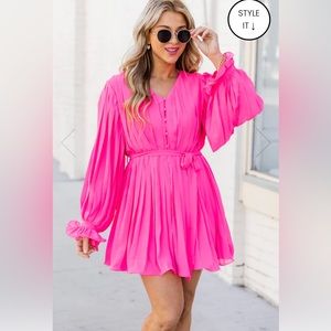 PRETTY ON POINT HOT PINK PLEATED ROMPER